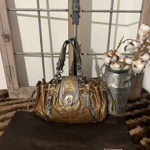 Coach Y2K Legacy Metallic Bronze Drawstring Bag